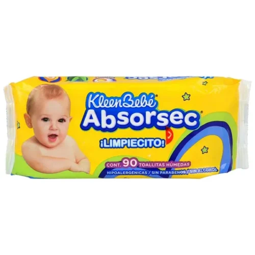 TOALLITAS HUMEDAS KLEEN BEBE ABSORSEC 90PZ