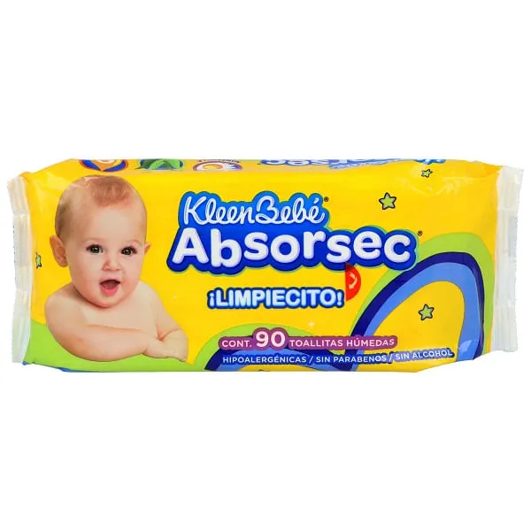 TOALLITAS HUMEDAS KLEEN BEBE ABSORSEC 90PZ