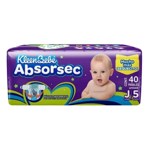 PAÑAL KLEEN BEBE ABSORSEC JUMBO 40PZ