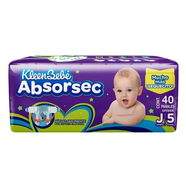 PAÑAL KLEEN BEBE ABSORSEC JUMBO 40PZ
