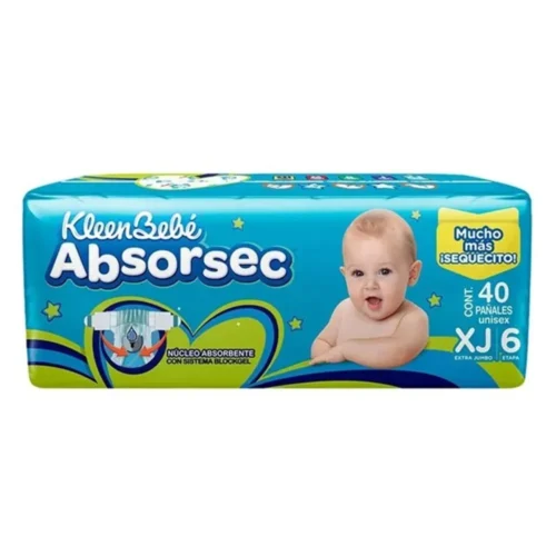 PAÑAL KLEEN BEBE ABSORSEC EXTRA JUMBO 40PZ