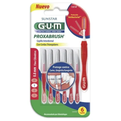 CEPILLO/ESCOVA INTERDENTAL GUM PROXABRUSH 0.6/0.8/1.1/1.6 6PZAS FINO CILINDRICO