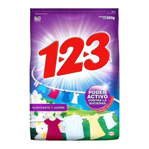 JABON EN POLVO 123 SUAVIZANTE Y JAZMIN 900G