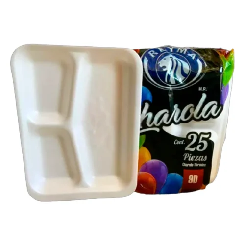 CHAROLA 9D CON DIVISION REYMA 50PZ CHAROLA MEDIANA PLATOS TERMICOS