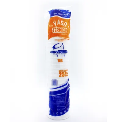 VASOS TERMICOS 8OZ #108 CONVERMEX 15PZ VASOS DE UNICEL