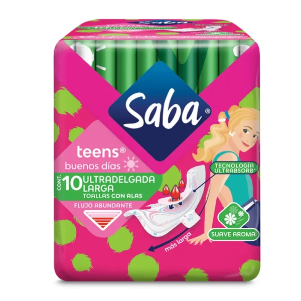 TOALLAS FEMENINAS SABA TEENS BUENOS DIAS CON ALAS 10PZ