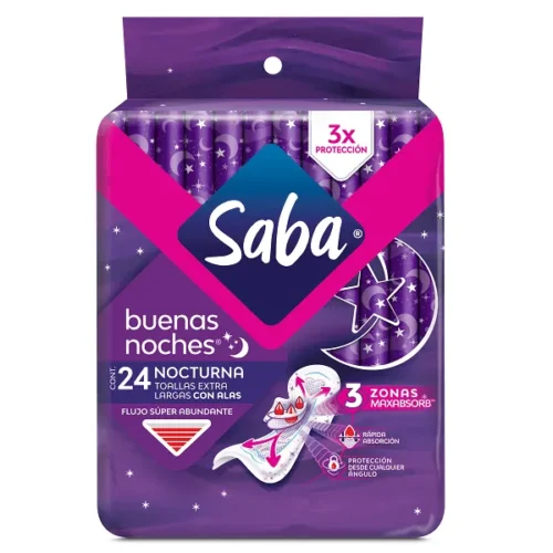 SABA NOCTURNA BUENAS NOCHES 24PZ TOALLAS SANITARIAS