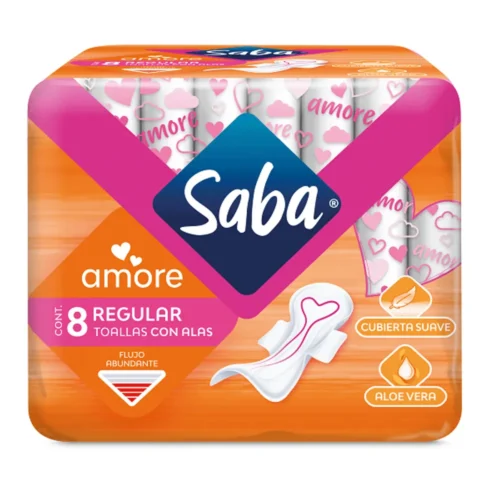 SABA AMORE CON ALAS REGULAR 8PZ TOALLAS SANITARIAS