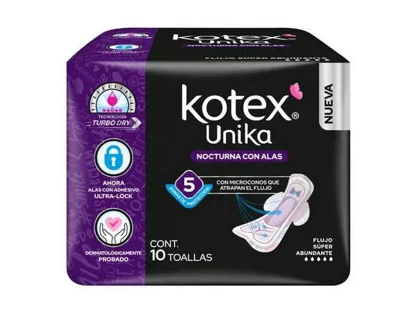 KOTEX UNIKA NOCTURLA CON ALAS 10 PZ