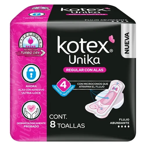 KOTEX UNIKA ANATOMICA CON ALAS 8PZ  TOALLAS SANITARIAS