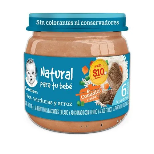 GERBER RES VERDURAS Y ARROZ 6TA 100G